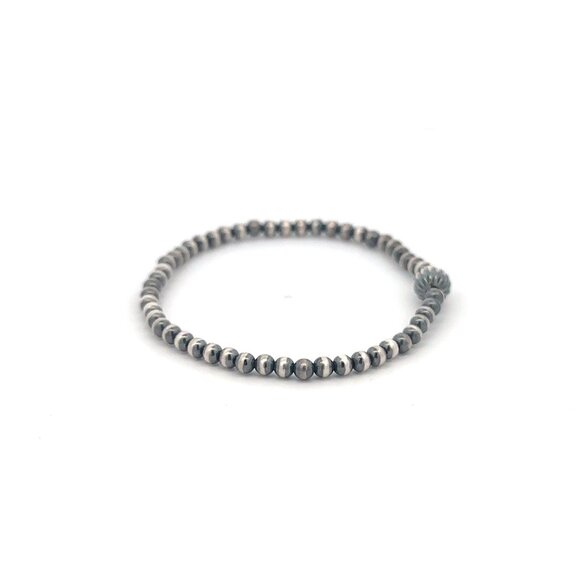 925 Sterling Silver Authentic Navajo Beads 3mm-6mm Stretch Bracelet Minimalist - Picture 5 of 5